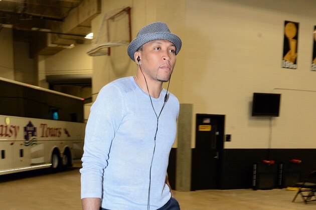 SAN ANTONIO, TX - APRIL 30:  Shawn Marion #0 of the Dallas Mavericks arrives before Game Five of the Western Conference Quarterfinals against the San Antonio Spurs during the 2014 NBA Playoffs on April 30, 2014 at the AT&T Center in San Antonio, Texas. NOTE TO USER: User expressly acknowledges and agrees that, by downloading and/or using this Photograph, user is consenting to the terms and conditions of the Getty Images License Agreement. Mandatory Copyright Notice: Copyright 2013 NBAE (Photo by Garrett W. Ellwood/NBAE via Getty Images)
