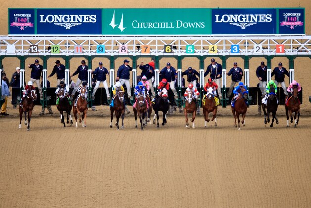 LOUISVILLE, KY - MAY 02:  A general view of the start of the 140th Longines Kentucky Oaks at Churchill Downs on May 2, 2014 in Louisville, Kentucky.  Untapable went on to win the race.  (Photo by Jamie Squire/Getty Images)