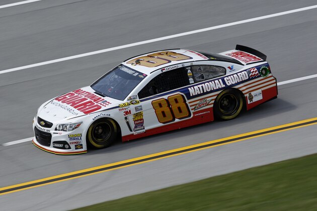 TALLADEGA, AL - MAY 02: Dale Earnhardt Jr., driver of the #88 National Guard Chevrolet, on track during practice for the NASCAR Sprint Cup Series Aaron's 499 at Talladega Superspeedway on May 2, 2014 in Talladega, Alabama.  (Photo by Brian Lawdermilk/Getty Images)