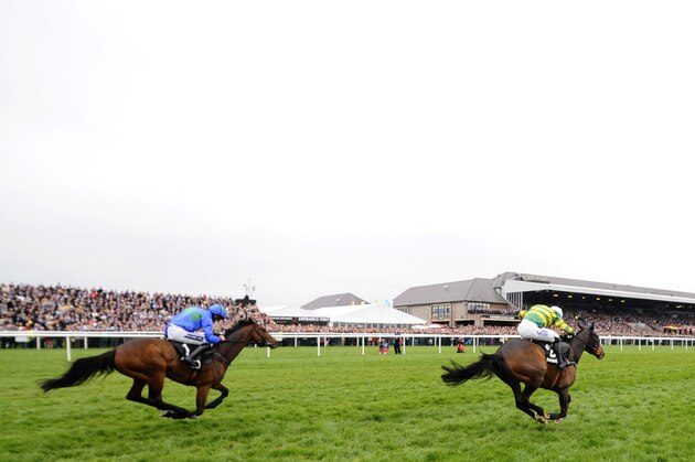 NAAS, IRELAND - MAY 02:  Tony McCoy riding Jezki clear the last to win The Racing Post Champion Hurdle from Hurrican Fly at Punchestown racecourse on May 02, 2014 in Naas, Ireland. (Photo by Alan Crowhurst/Getty Images)