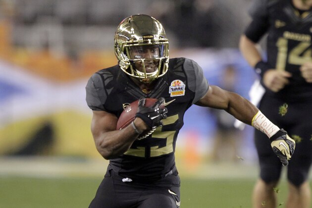 Baylor running back Lache Seastrunk (25) during the first half of the Fiesta Bowl NCAA college football game against Central Florida, Wednesday, Jan. 1, 2014, in Glendale, Ariz.  (AP Photo/Rick Scuteri)