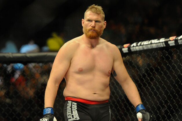 Aug 31, 2013; Milwaukee, WI, USA;  Josh Barnett gets ready to fight during the UFC-164 bout at BMO Harris Bradley Center. Mandatory Credit: Benny Sieu-USA TODAY Sports