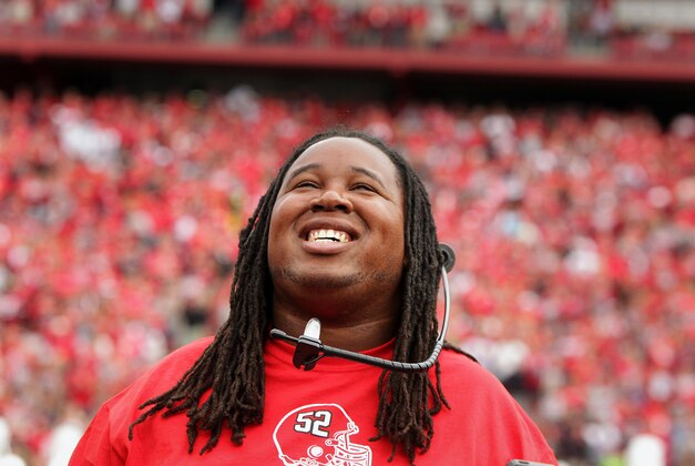 Sep 14, 2013; Piscataway, NJ, USA; Rutgers Scarlet Knights former player Eric LeGrand comes onto the field at halftime of a game against the Eastern Michigan Eagles for his jersey number retirement ceremony at High Points Solutions Stadium.  Mandatory Credit: John O'Boyle/THE STAR-LEDGER via USA TODAY Sports