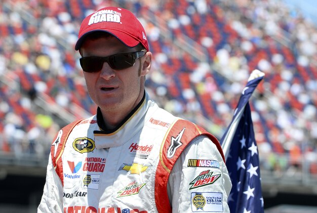 May 4, 2014; Talladega, AL, USA; NASCAR Sprint Cup Series driver Dale Earnhardt, Jr. (88) before the race at Talladega Superspeedway. Mandatory Credit: Mike DiNovo-USA TODAY Sports