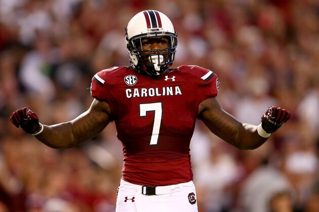 COLUMBIA, SC - SEPTEMBER 14:  Jadeveon Clowney #7 of the South Carolina Gamecocks during their game at Williams-Brice Stadium on September 14, 2013 in Columbia, South Carolina.  (Photo by Streeter Lecka/Getty Images)