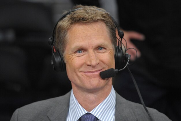 May 8, 2012; Los Angeles, CA, USA; TNT broadcaster Steve Kerr attends  game five of the 2012 Western Conference quarterfinals between the Denver Nuggets and the Los Angeles Lakers at the Staples Center. Mandatory Credit: Kirby Lee/Image of Sport-USA TODAY Sports