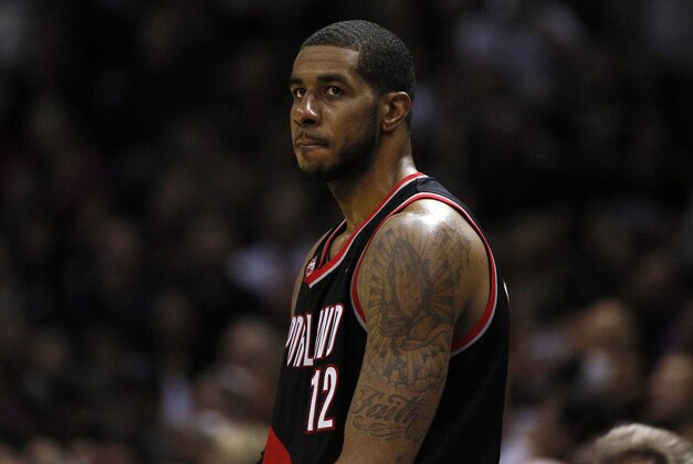May 6, 2014; San Antonio, TX, USA; Portland Trail Blazers forward LaMarcus Aldridge (12) waits to enter the game against the San Antonio Spurs in game one of the second round of the 2014 NBA Playoffs at AT&T Center. Mandatory Credit: Soobum Im-USA TODAY Sports May 6, 2014; San Antonio, TX, USA; Portland Trail Blazers forward LaMarcus Aldridge (12) waits to enter the game against the San Antonio Spurs in game one of the second round of the 2014 NBA Playoffs at AT&T Center. Mandatory Credit: Soobum Im-USA TODAY Sports