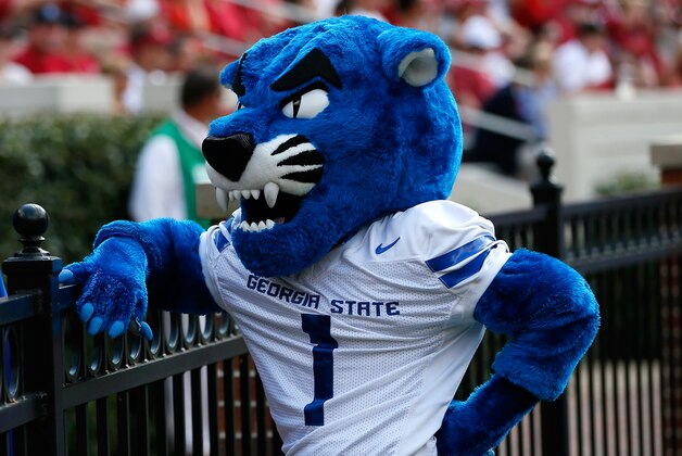 TUSCALOOSA, AL - OCTOBER 05: Pounce, the Georgia State Panthers mascot, stands on the sidelines during the game against the Alabama Crimson Tide at Bryant-Denny Stadium on October 5, 2013 in Tuscaloosa, Alabama. (Photo by Kevin C. Cox/Getty Images) TUSCALOOSA, AL - OCTOBER 05: Pounce, the Georgia State Panthers mascot, stands on the sidelines during the game against the Alabama Crimson Tide at Bryant-Denny Stadium on October 5, 2013 in Tuscaloosa, Alabama. (Photo by Kevin C. Cox/Getty Images)