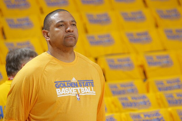OAKLAND, CA - MAY 1: Head Coach Mark Jackson of the Golden State Warriors prior to the game against the Los Angeles Clippers in Game Six of the Western Conference Quarterfinals during the 2014 NBA Playoffs at Oracle Arena on May 1, 2014 in Oakland, California. NOTE TO USER: User expressly acknowledges and agrees that, by downloading and/or using this Photograph, user is consenting to the terms and conditions of Getty Images License Agreement. Mandatory Copyright Notice: Copyright 2014 NBAE (Photo by Rocky Widner/NBAE via Getty Images)