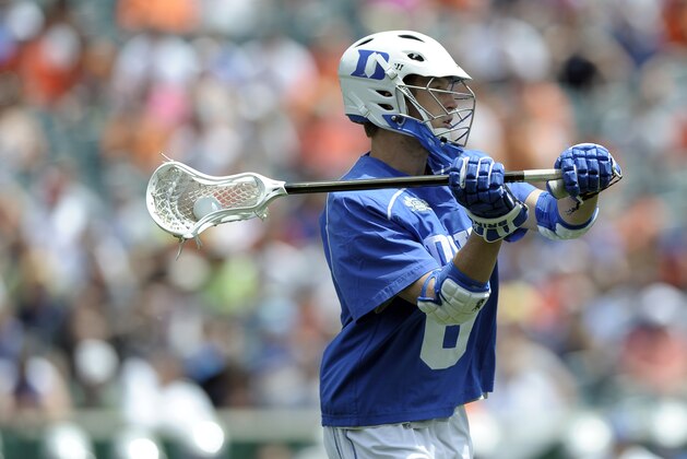 Duke's Will Haus is shown in action during an NCAA college Division I championship final lacrosse game against Syracuse on Monday, May 27, 2013, in Philadelphia. Duke won 16-10. (AP Photo/Michael Perez)