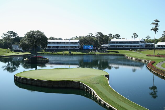 PONTE VEDRA BEACH, FL - MAY 06:  A view of the 17th green during a practice round ahead of THE PLAYERS Championship on The Stadium Course at TPC Sawgrass on May 6, 2014 in Ponte Vedra Beach, Florida.  (Photo by Richard Heathcote/Getty Images)