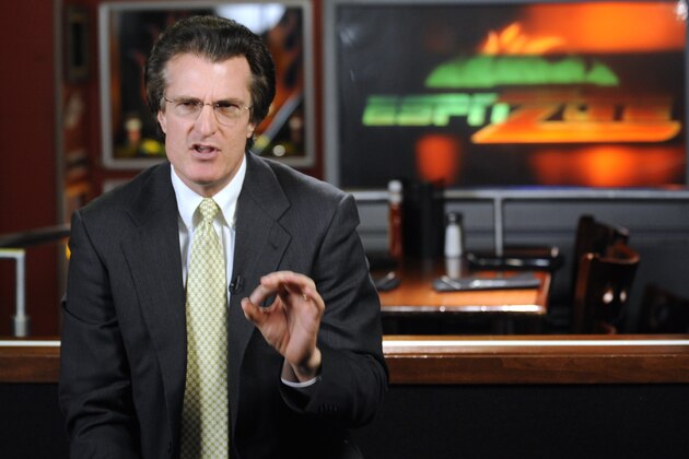 In this Tuesday, April 7, 2009 photo, football draft analyst Mel Kiper Jr. talks about the draft during a taping at the ESPN Zone in Baltimore. Saturday marks the 25th anniversary of Kiper's 1984 debut on ESPN's draft coverage, and while his demeanor and hair haven't changed all that much, his popularity certainly has. (AP Photo/Gail Burton)