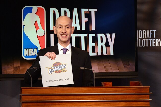 NEW YORK, NY - MAY 21: NBA Deputy Commissioner Adam Silver announces the Cleveland Cavaliers as the winner of the 2013 NBA Draft Lottery on May 21, 2013 at the ABC News' 'Good Morning America' Times Square Studio in New York City. NOTE TO USER: User expressly acknowledges and agrees that, by downloading and/or using this photograph, user is consenting to the terms and conditions of the Getty Images License Agreement.  Mandatory Copyright Notice: Copyright 2013 NBAE (Photo by Jennifer Pottheiser/NBAE via Getty Images)