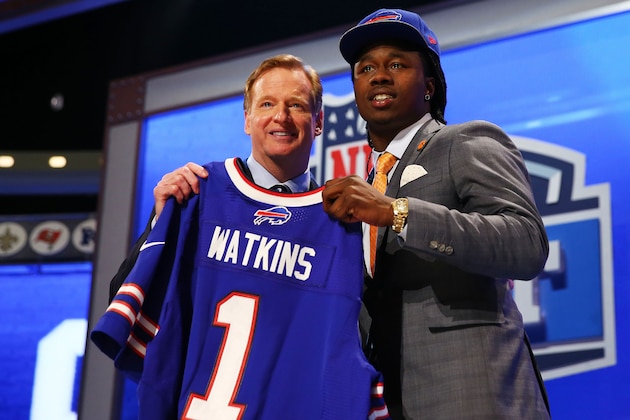 NEW YORK, NY - MAY 08:  Sammy Watkins of the Clemson Tigers poses with NFL Commissioner Roger Goodell after he was picked #4 overall by the Buffalo Bills during the first round of the 2014 NFL Draft at Radio City Music Hall on May 8, 2014 in New York City.  (Photo by Elsa/Getty Images)