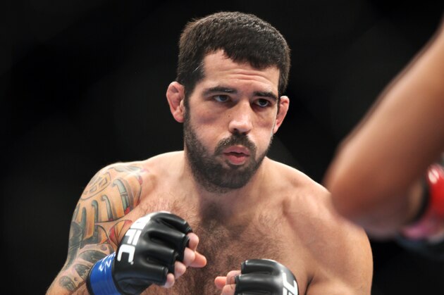 Matt Brown is seen against Mike Swick during a mixed martial arts bout at a UFC on FOX event in Seattle, Saturday, Dec. 8, 2012. Brown won via 2nd round  TKO. (AP Photo/Gregory Payan)