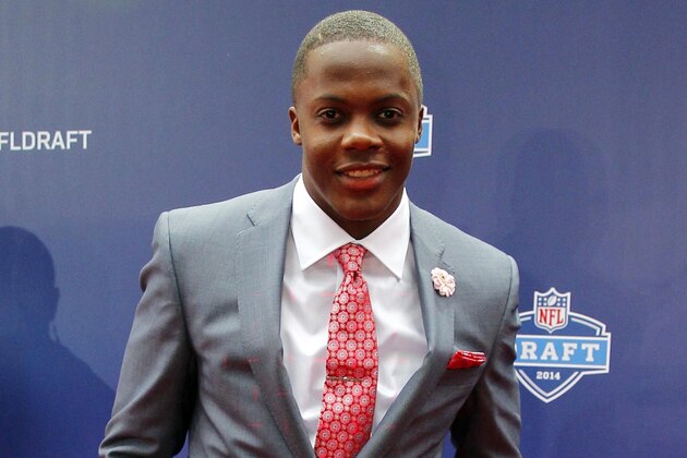 May 8, 2014; New York, NY, USA; Terry Bridgewater poses for a photo during the NFL Draft red carpet arrivals at Radio City Music Hall. Mandatory Credit: Andy Marlin-USA TODAY Sports
