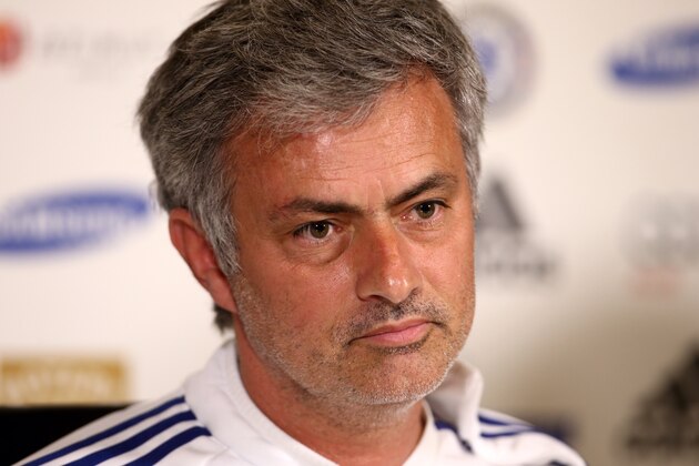 COBHAM, ENGLAND - MAY 02:  Chelsea Manager Jose Mourinho talks to the press at the Chelsea Training Ground on May 2, 2014 in Cobham, England.  (Photo by Jordan Mansfield/Getty Images)