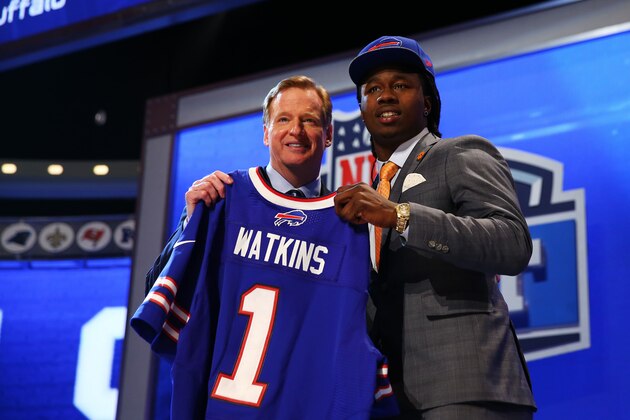 NEW YORK, NY - MAY 08:  Sammy Watkins of the Clemson Tigers poses with NFL Commissioner Roger Goodell after he was picked #4 overall by the Buffalo Bills during the first round of the 2014 NFL Draft at Radio City Music Hall on May 8, 2014 in New York City.  (Photo by Elsa/Getty Images)