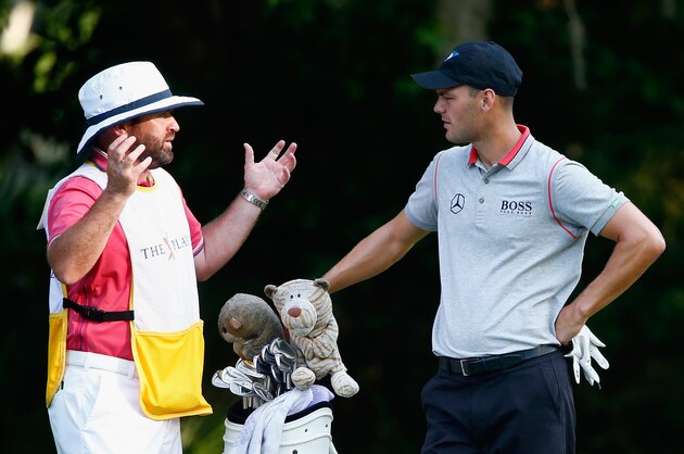 PONTE VEDRA BEACH, FL - MAY 09:  Martin Kaymer of Germany waits with his caddie Craig Connelly on the second holeduring the second round of THE PLAYERS Championship on The Stadium Course at TPC Sawgrass on May 9, 2014 in Ponte Vedra Beach, Florida.  (Photo by Sam Greenwood/Getty Images)