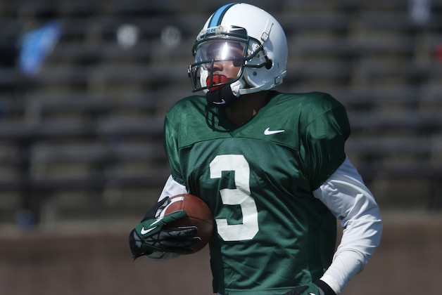 Tulane wide receiver Ryan Grant (3) participates in the Tulane spring NCAA football game in New Orleans, Saturday, March 2, 2013. (AP Photo/Bill Haber)
