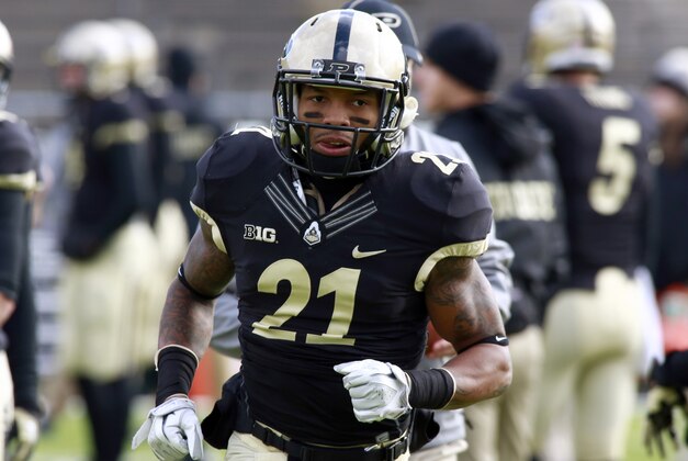 Purdue defensive back Ricardo Allen warms up prior to the start of an NCAA college football game versus Illinois in West Lafayette, Ind., Saturday, Nov. 23, 2013. (AP Photo/R Brent Smith)