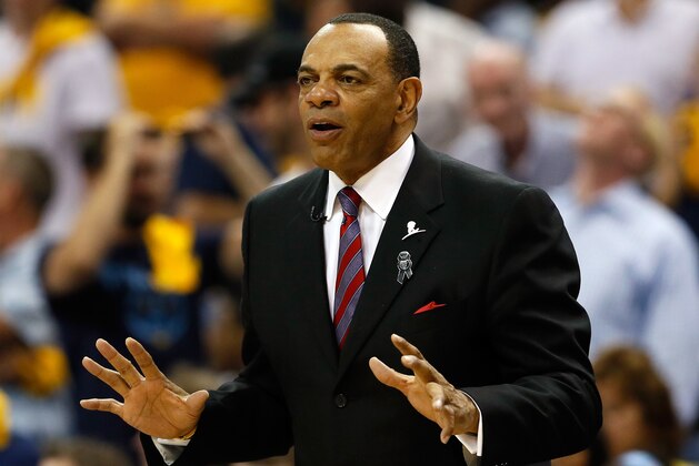 MEMPHIS, TN - MAY 25:  Head coach Lionel Hollins of the Memphis Grizzlies reacts in the second half while taking on the San Antonio Spurs during Game Three of the Western Conference Finals of the 2013 NBA Playoffs at the FedExForum on May 25, 2013 in Memphis, Tennessee. NOTE TO USER: User expressly acknowledges and agrees that, by downloading and or using this photograph, User is consenting to the terms and conditions of the Getty Images License Agreement.  (Photo by Kevin C. Cox/Getty Images)