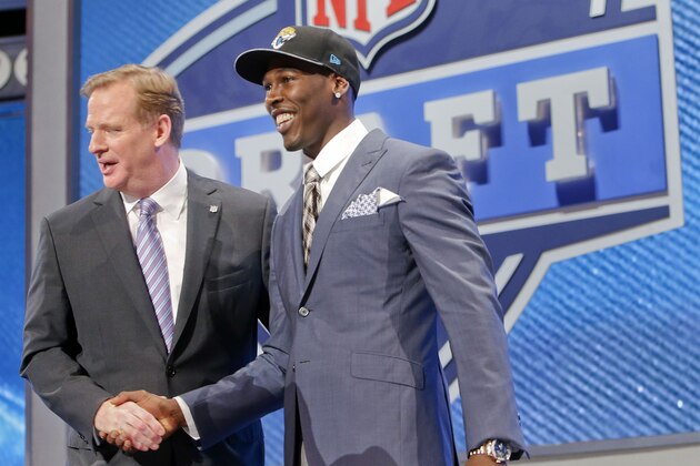USC wide receiver Marqise Lee, right is greeted by NFL commissioner Roger Goodell after being selected as the 39th pick by the Jacksonville Jaguars in the second round of the 2014 NFL Draft, Friday, May 9, 2014, in New York. (AP Photo/Jason DeCrow) USC wide receiver Marqise Lee, right is greeted by NFL commissioner Roger Goodell after being selected as the 39th pick by the Jacksonville Jaguars in the second round of the 2014 NFL Draft, Friday, May 9, 2014, in New York. (AP Photo/Jason DeCrow)
