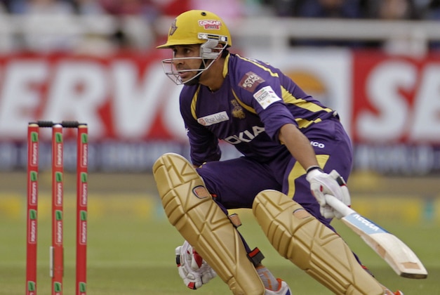 Kolkata Knight Riders Manvinder Bisla makes a run against the Titans during a Champions League Twenty20  game in Cape Town, South Africa, Sunday, Oct 21, 2012. (AP Photo/Schalk van Zuydam)