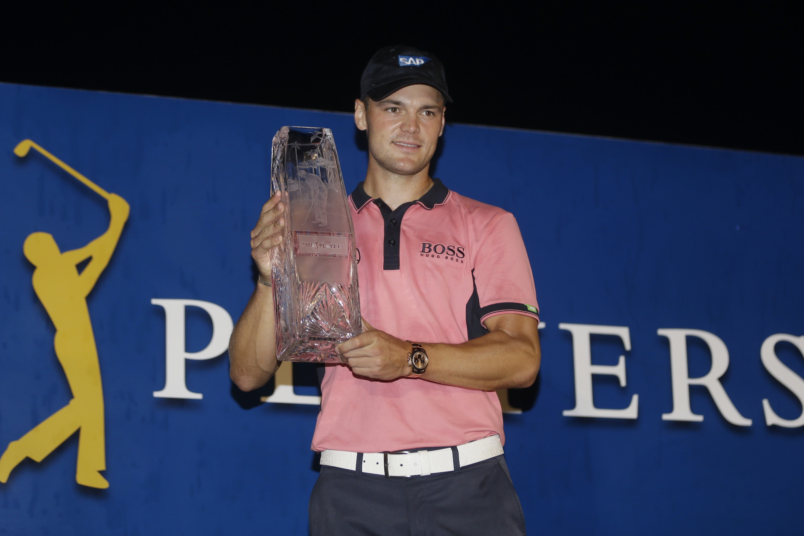 Martin Kaymer of Germany, holds The Players championship trophy at TPC Sawgrass, Sunday, May 11, 2014 in Ponte Vedra Beach, Fla. (AP Photo/Lynne Sladky)
