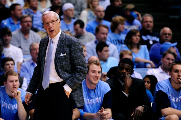 CHAPEL HILL, NC - DECEMBER 31:  Head coach Roy Williams of the North Carolina Tar Heels directs his team against the North Carolina-Wilmington Seahawks during their game at the Dean Smith Center on December 31, 2013 in Chapel Hill, North Carolina. North Carolina won 84-51.  (Photo by Grant Halverson/Getty Images)