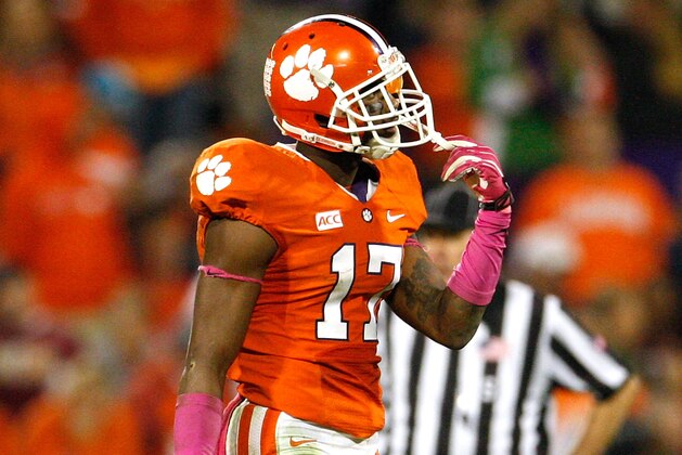 CLEMSON, SC - OCTOBER 19: Bashaud Breeland #17 of the Clemson Tigers walks off the field after being disqualified for targeting during the game against the Florida State Seminoles at Memorial Stadium on October 19, 2013 in Clemson, South Carolina. (Photo by Tyler Smith/Getty Images)