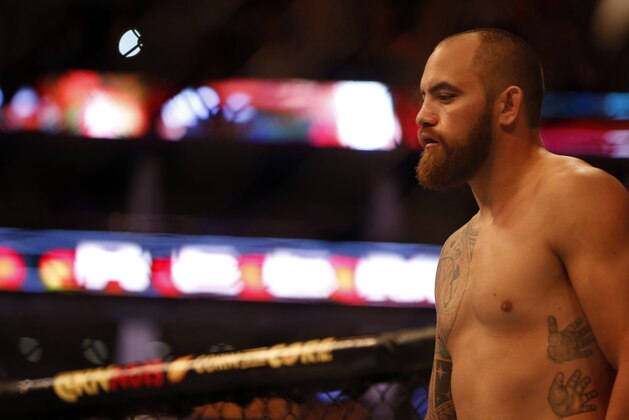 Travis Brown is seen before he fights Alistair Overeem in their UFC on Fox Sports 1 mixed martial arts heavyweight bout in Boston, Saturday, August 17,2013.  Browne won via first round TKO. (AP Photo/Gregory Payan)