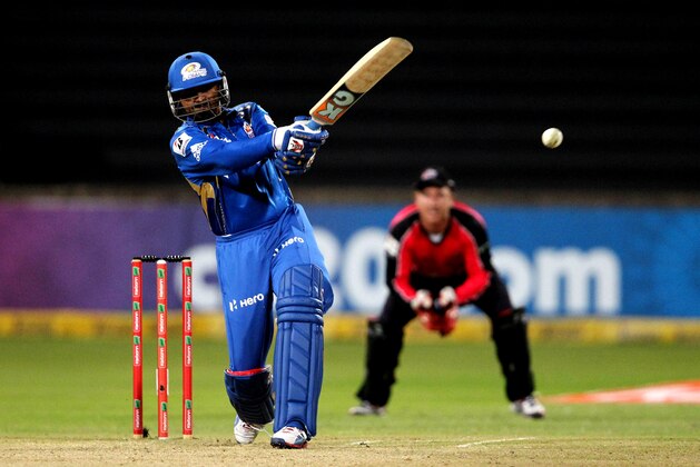 DURBAN, SOUTH AFRICA - OCTOBER 22:  Harbhajan Singh of Mumbai bats during the Champions League twenty20 match between Sydney Sixers and Mumbai Indians at Sahara Stadium Kingsmead on October 22, 2012 in Durban, South Africa. (Photo by Anesh Debiky / Gallo Images/Getty Images)
