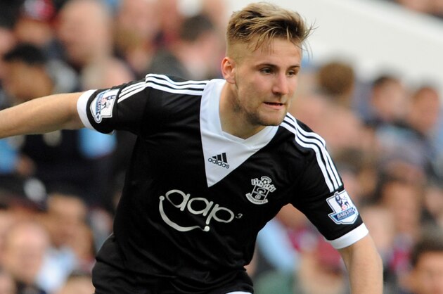 Southampton's Luke Shaw during the English Premier League soccer match between Aston Villa and Southampton at Villa Park, in  Birmingham, England, Saturday, April 19, 2014.  (AP Photo/Rui Vieira)