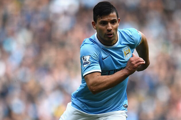 MANCHESTER, ENGLAND - MAY 11:  Sergio Aguero of Manchester City in action during the Barclays Premier League match between Manchester City and West Ham United at the Etihad Stadium on May 11, 2014 in Manchester, England.  (Photo by Shaun Botterill/Getty Images)