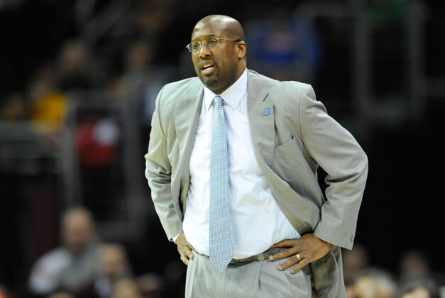 Mar 30, 2014; Cleveland, OH, USA; Cleveland Cavaliers head coach Mike Brown reacts during a game against the Indiana Pacers at Quicken Loans Arena. Cleveland won 90-76. Mandatory Credit: David Richard-USA TODAY Sports