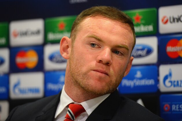 PIRAEUS, GREECE - FEBRUARY 24: Wayne Rooney speaks to the media during the Manchester United press conference at Karaiskakis Stadium on February 24, 2014 in Piraeus, Greece.  (Photo by Michael Regan/Getty Images)