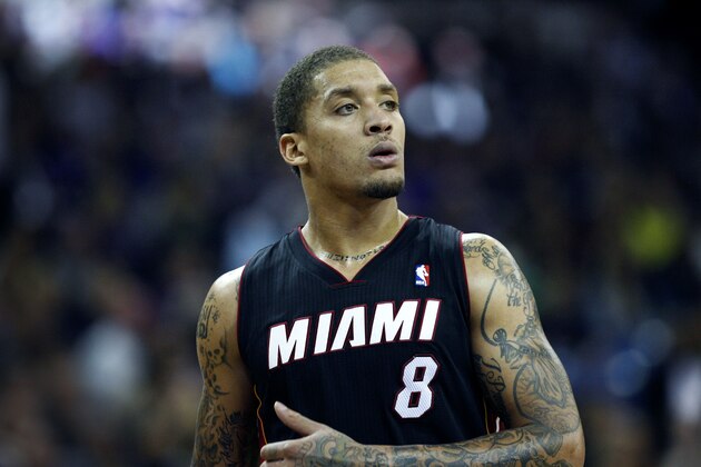 Miami Heat forward Michael Beasley during the second half of an NBA basketball game against teh Sacramento Kings in Sacramento, Calif., on Friday, Dec. 27, 2013.(AP Photo/Steve Yeater)