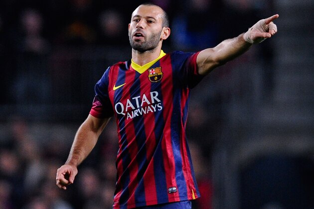 BARCELONA, SPAIN - DECEMBER 11: Javier Mascherano of FC Barcelona reacts during the Champions League Group H match between FC Barcelona and Celtic FC at Camp Nou on December 11, 2013 in Barcelona, Spain.  (Photo by David Ramos/Getty Images)