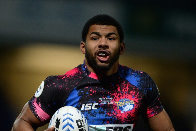 LEEDS, ENGLAND - JANUARY 31:  Kallum Watkins of Leeds Rhinos in action during the pre season friendly between Leeds Rhinos and London Broncos at Headingley Carnegie Stadium on January 31, 2014 in Leeds, England.  (Photo by Gareth Copley/Getty Images)