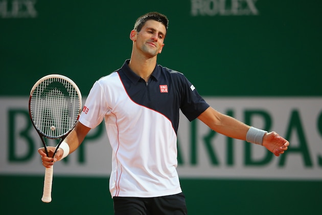 MONTE-CARLO, MONACO - APRIL 18:  Novak Djokovic of Serbia reacts against Guillermo Garcia-Lopez of Spain during day six of the ATP Monte Carlo Rolex Masters Tennis at Monte-Carlo Sporting Club on April 18, 2014 in Monte-Carlo, Monaco.  (Photo by Julian Finney/Getty Images)