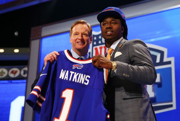NEW YORK, NY - MAY 08:  Sammy Watkins of the Clemson Tigers poses with NFL Commissioner Roger Goodell after he was picked #4 overall by the Buffalo Bills during the first round of the 2014 NFL Draft at Radio City Music Hall on May 8, 2014 in New York City.  (Photo by Elsa/Getty Images)