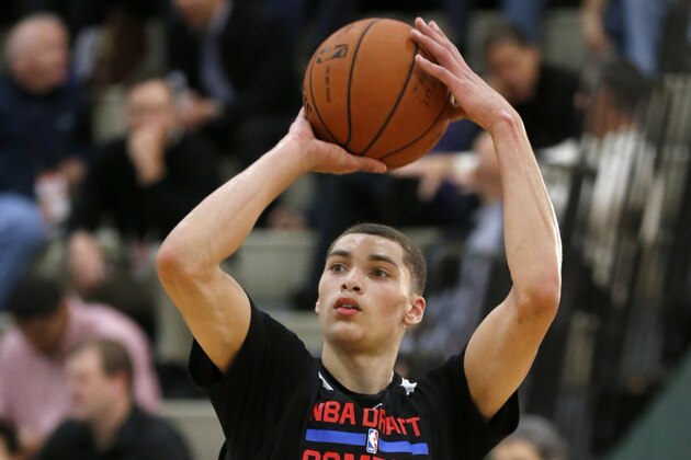 Zach LaVine from UCLA participates in the 2014 NBA basketball Draft Combine Thursday, May 15, 2014, in Chicago. (AP Photo/Charles Rex Arbogast)