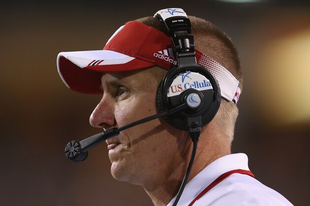 TEMPE, AZ - SEPTEMBER 14:  Head coach Gary Andersen of the Wisconsin Badgers watches from the sidelines during the college football game against the Arizona State Sun Devils at Sun Devil Stadium on September 14, 2013 in Tempe, Arizona.  (Photo by Christian Petersen/Getty Images)