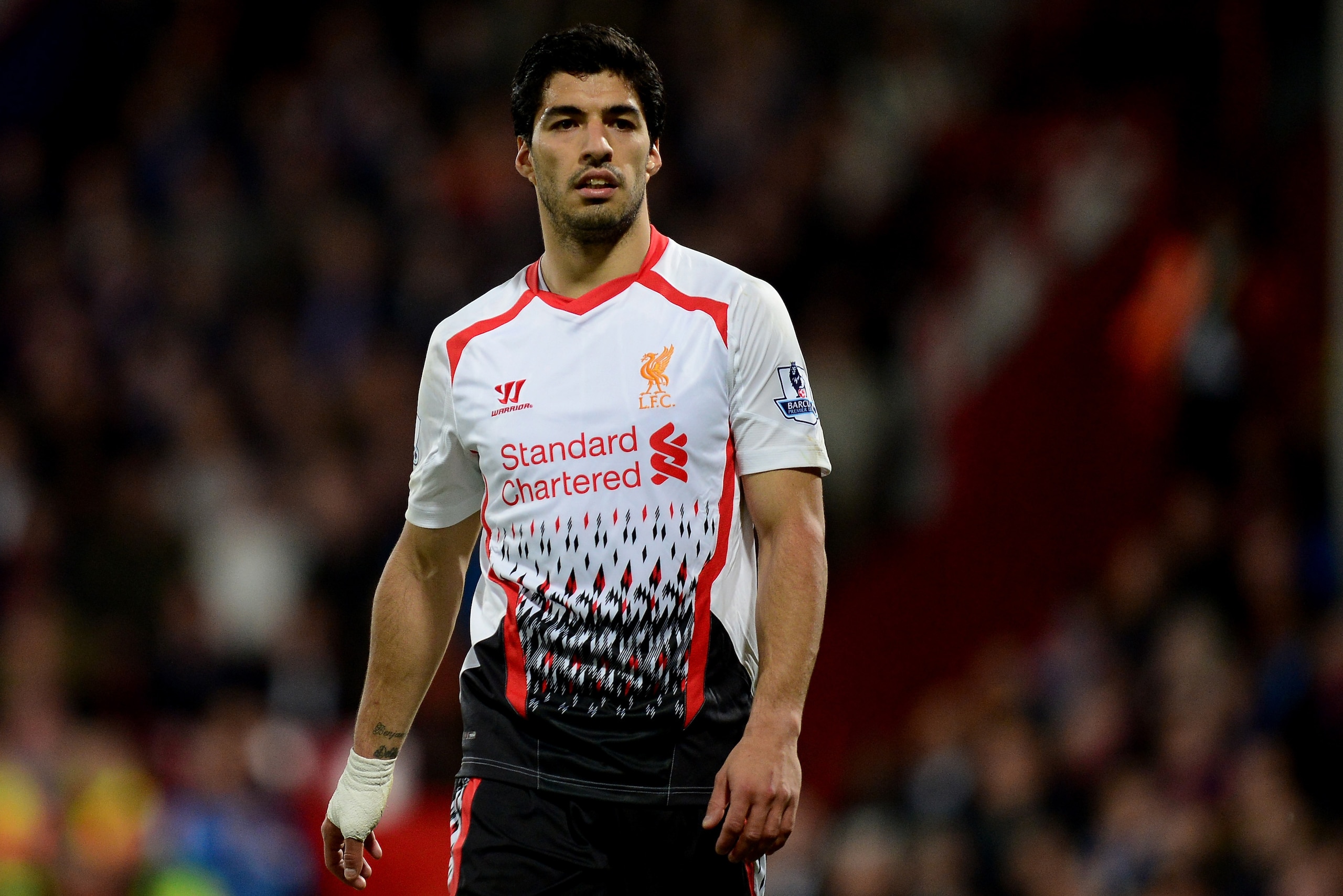 LONDON, ENGLAND - MAY 05:  Luis Suarez of Liverpool looks on during the Barclays Premier League match between Crystal Palace and Liverpool at Selhurst Park on May 5, 2014 in London, England.  (Photo by Jamie McDonald/Getty Images)