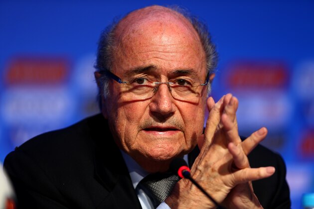 COSTA DO SAUIPE, BAHIA - DECEMBER 05:  FIFA President Joseph S. Blatter attends the FIFA Executive Committee Meeting Press Conference during a media day ahead of the 2014 FIFA World Cup Draw at Costa do Sauipe Resort on December 5, 2013 in Costa do Sauipe, Brazil.  (Photo by Clive Mason/Getty Images)