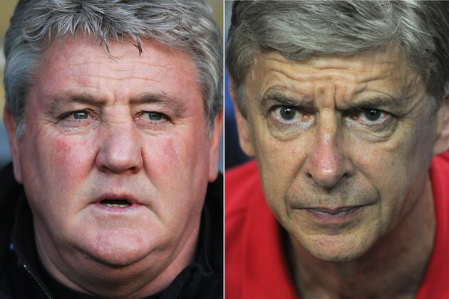 FILE PHOTO - EDITORS NOTE: COMPOSITE OF TWO IMAGES - Image Numbers 475761157 (L) and 174461843) In this composite image a comparison has been made between Steve Bruce manager of Hull City and Arsene Wenger Manager of Arsenal. Arsenal and Hull City meet in the FA Cup Final on May 17,2014 at Wembley Stadium, London,England. ***LEFT IMAGE*** HULL, ENGLAND - MARCH 01: Steve Bruce manager of Hull City looks on prior to the Barclays Premier League match between Hull City and Newcastle United at KC Stadium on March 1, 2014 in Hull, England. (Photo by Matthew Lewis/Getty Images) ***RIGHT IMAGE*** SAITAMA, JAPAN - JULY 26: Arsene Wenger,coach of Arsenal looks on prior to the pre-season friendly match between Urawa Red Diamonds and Arsenal at Saitama Stadium on July 26, 2013 in Saitama, Japan. (Photo by Masashi Hara/Getty Images)
