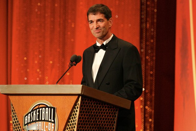 SPRINGFIELD, MA - SEPTEMBER 11: John Stockton speaks during the Basketball Hall of Fame Class of 2009 Induction Ceremony at the Symphony Hall on September 11, 2009 in Springfield, Massachusetts.  NOTE TO USER: User expressly acknowledges and agrees that, by downloading and/or using this Photograph, user is consenting to the terms and conditions of the Getty Images License Agreement. Mandatory Copyright Notice: Copyright 2009 NBAE (Photo by Nathaniel S. Butler/NBAE via Getty Images)