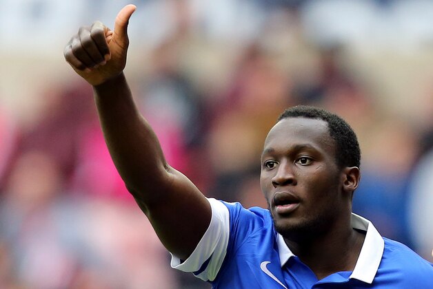 Everton's Romelu Lukaku during their English Premier League soccer match against Sunderland at the Stadium of Light, Sunderland, England, Saturday, April 12, 2014. (AP Photo/Scott Heppell)