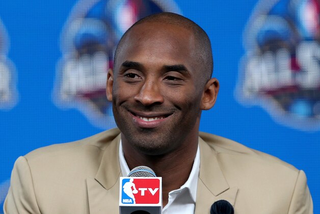 NEW ORLEANS, LA - FEBRUARY 16:  Kobe Bryant of the Los Angeles Lakers addresses the media before the 2014 NBA All-Star game at the Smoothie King Center on February 16, 2014 in New Orleans, Louisiana. NOTE TO USER: User expressly acknowledges and agrees that, by downloading and or using this photograph, User is consenting to the terms and conditions of the Getty Images License Agreement.  (Photo by Christian Petersen/Getty Images)
